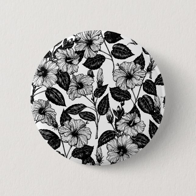 Hibiscus pattern 6 cm round badge (Front)