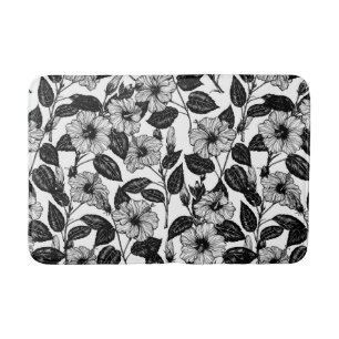 Hibiscus pattern bath mat