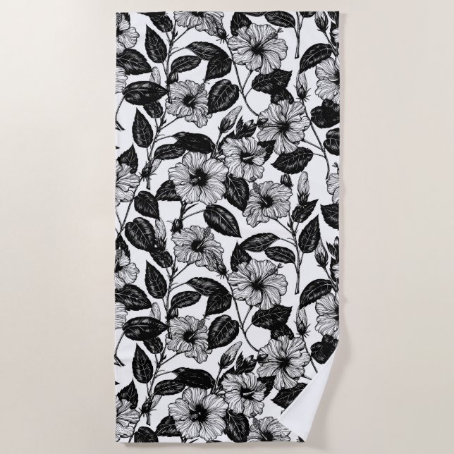 Hibiscus pattern beach towel (Front)