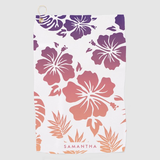 Hibiscus Pattern Golf Towel (Front)