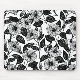 Hibiscus pattern mouse mat