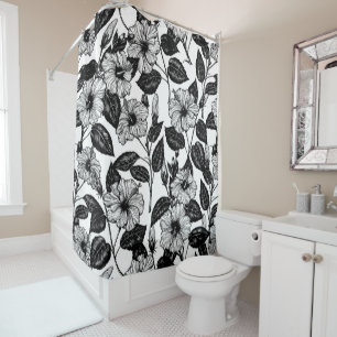 Hibiscus pattern shower curtain