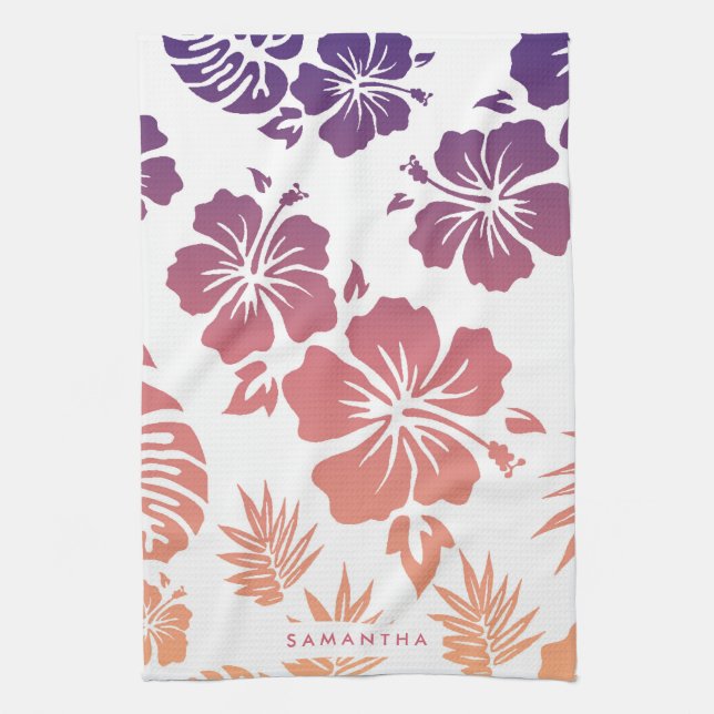 Hibiscus Pattern Tea Towel (Vertical)