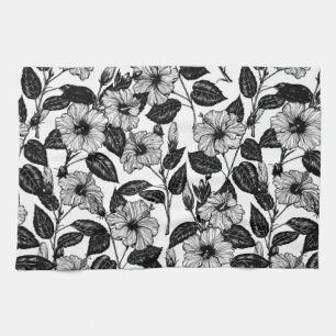 Hibiscus pattern tea towel