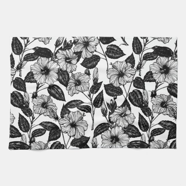 Hibiscus pattern tea towel (Horizontal)