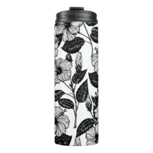 Hibiscus pattern thermal tumbler