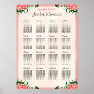 Hibiscus Pink 16 Wedding Tables Seating Charts