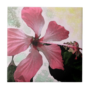 Hibiscus pink tropical flower summer exotic floral tile
