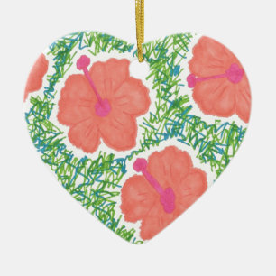 Hibiscus Pop Art Pattern Ceramic Tree Decoration