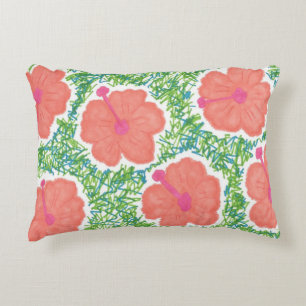 Hibiscus Pop Art Pattern Decorative Cushion