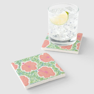 Hibiscus Pop Art Pattern Stone Coaster
