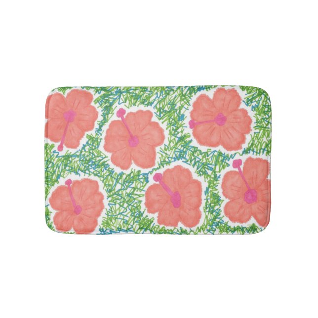 Hibiscus Pop Pattern Bath Mat (Front)