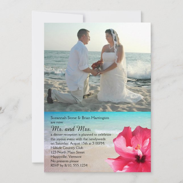 Hibiscus Private Wedding Reception Only Tropical Invitation (Front)