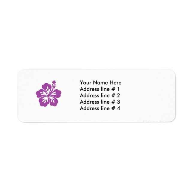 hibiscus purple flower address label (Front)