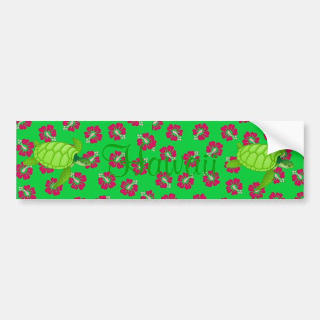 hibiscus-Sea Turtle Hawaii - Customise it Bumper Sticker (Front)
