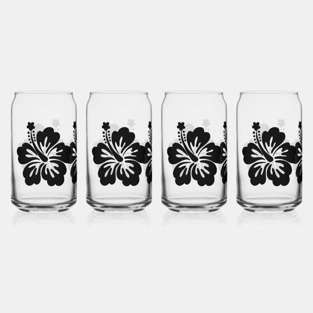 Hibiscus silhouette can glass (Front)