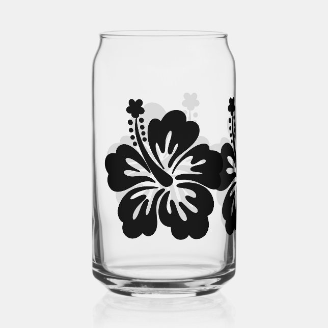 Hibiscus silhouette can glass (Front)