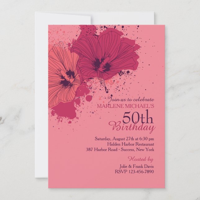 Hibiscus Splash Invitation (Front)