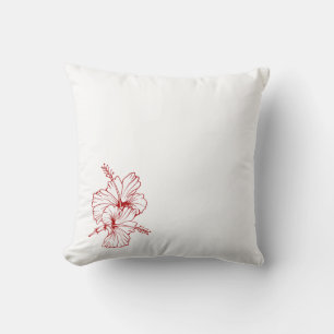 Hibiscus Square Pillow Elegant Floral Throw Pill