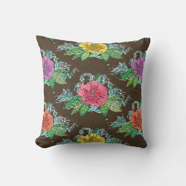 hibiscus surf coffee cushion (Front)