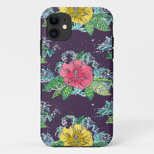 hibiscus surf grape Case-Mate iPhone case (Back)