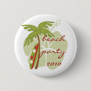 Hibiscus Surfboard 6 Cm Round Badge