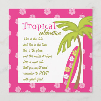 Hibiscus Surfboard Invitation