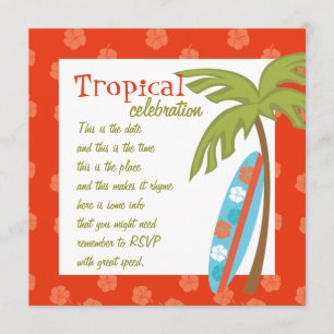 Hibiscus Surfboard Invitation