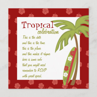 Hibiscus Surfboard Invitation