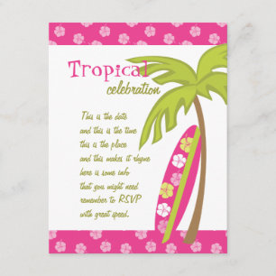 Hibiscus Surfboard Invitation