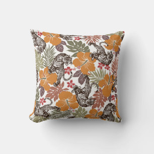 Hibiscus Tiger, Exotic Pattern. Cushion