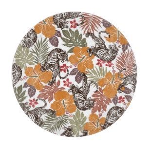 Hibiscus Tiger, Exotic Pattern. Cutting Board