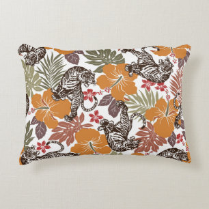 Hibiscus Tiger, Exotic Pattern. Decorative Cushion