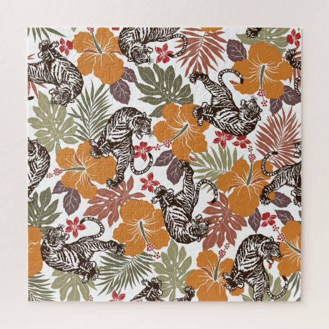 Hibiscus Tiger, Exotic Pattern. Jigsaw Puzzle (Vertical)