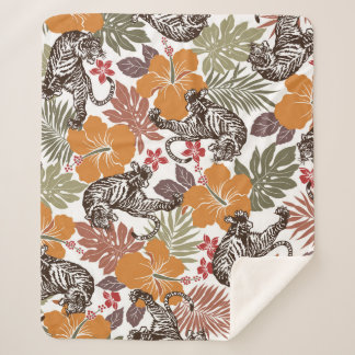 Hibiscus Tiger, Exotic Pattern. Sherpa Blanket