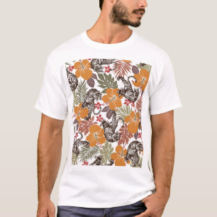 Hibiscus Tiger, Exotic Pattern. T-Shirt