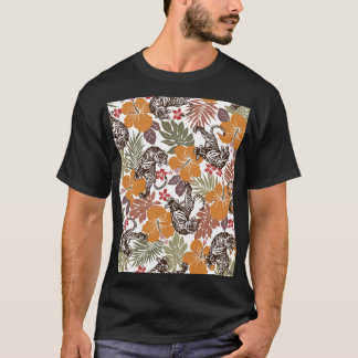 Hibiscus Tiger, Exotic Pattern. T-Shirt