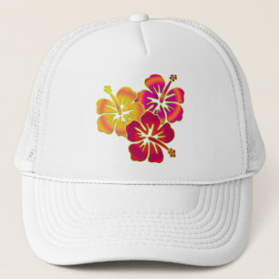 hibiscus trio trucker hat