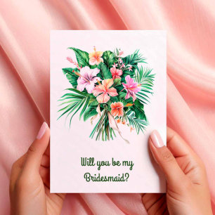 Hibiscus Tropical Bouquet Wedding Party Proposal Invitation