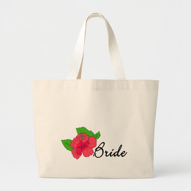 Hibiscus Tropical BRIDE Large Tote Bag (Front)