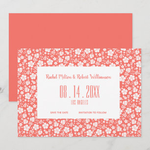 Hibiscus Tropical Coral Wedding Save The Date