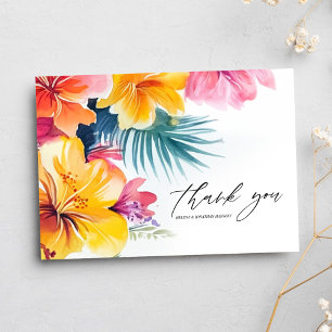 Hibiscus Tropical Floral Destination Wedding Thank You Card