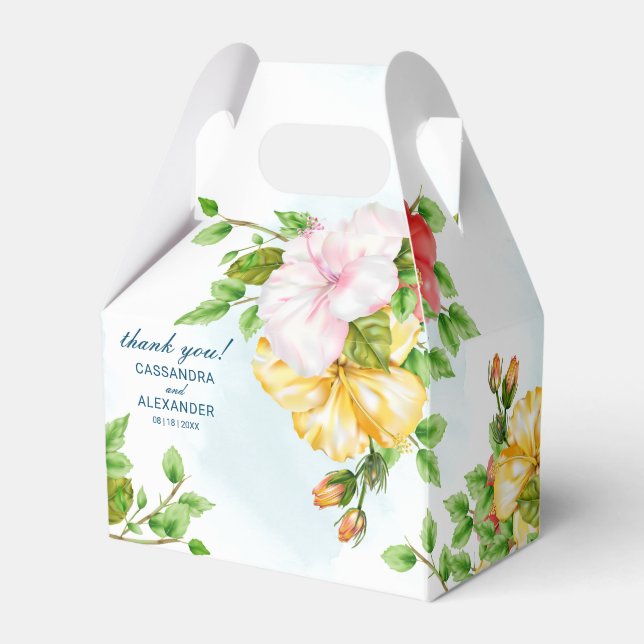 Hibiscus Tropical Floral Favour Box (Front Side)