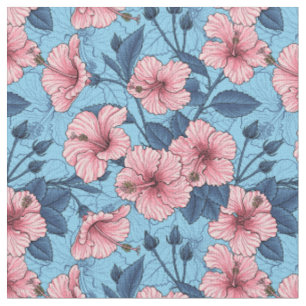 Hibiscus Tropical Floral Pattern Fabric