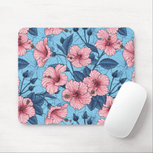 Hibiscus Tropical Floral Pattern Mouse Mat