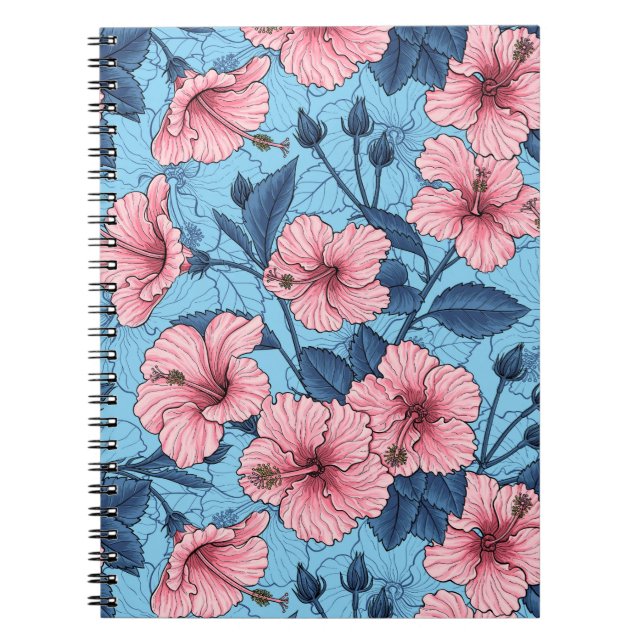 Hibiscus Tropical Floral Pattern Notebook (Front)