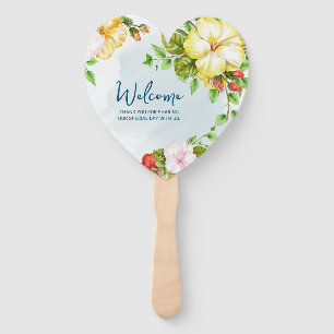 Hibiscus Tropical Floral Wedding Hand Fan