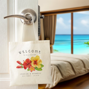 Hibiscus Tropical Floral Welcome Wedding Tote Bag
