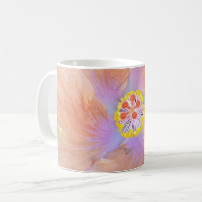 Hibiscus tropical flower pink gold cute summer coffee mug (Front Left)