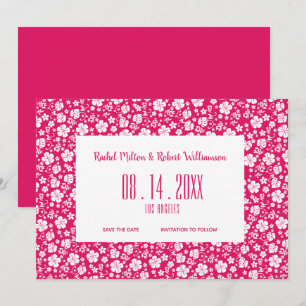 Hibiscus Tropical Hot Pink Wedding Save The Date